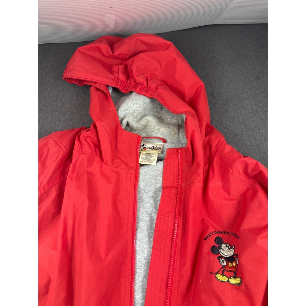 Walt Disney World Mickey Mouse Red Hooded Windbreaker Jacket XXL Vintage Style‎